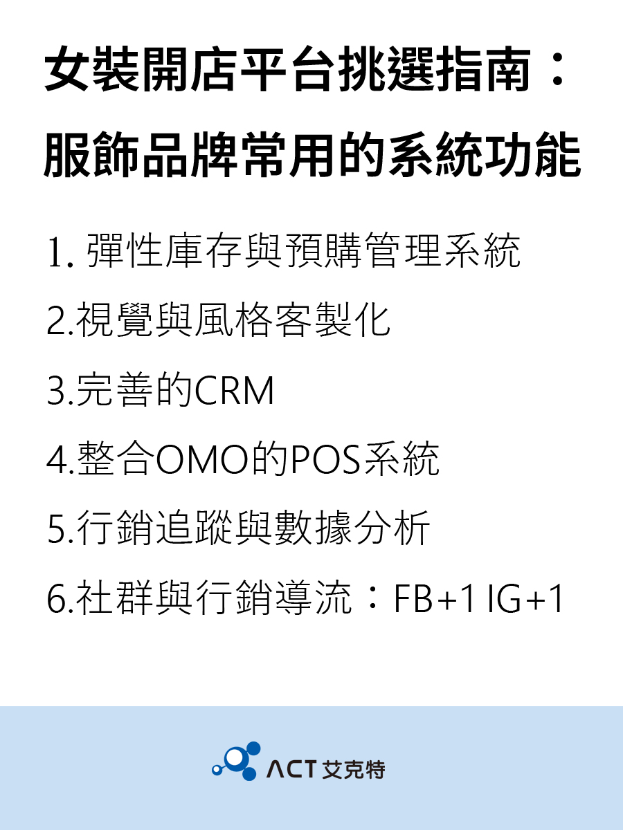 女裝開店平台挑選指南：服飾品牌常用的系統功能